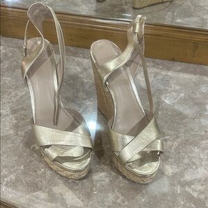 Jessica Simpson Gold Espadrille Wedges